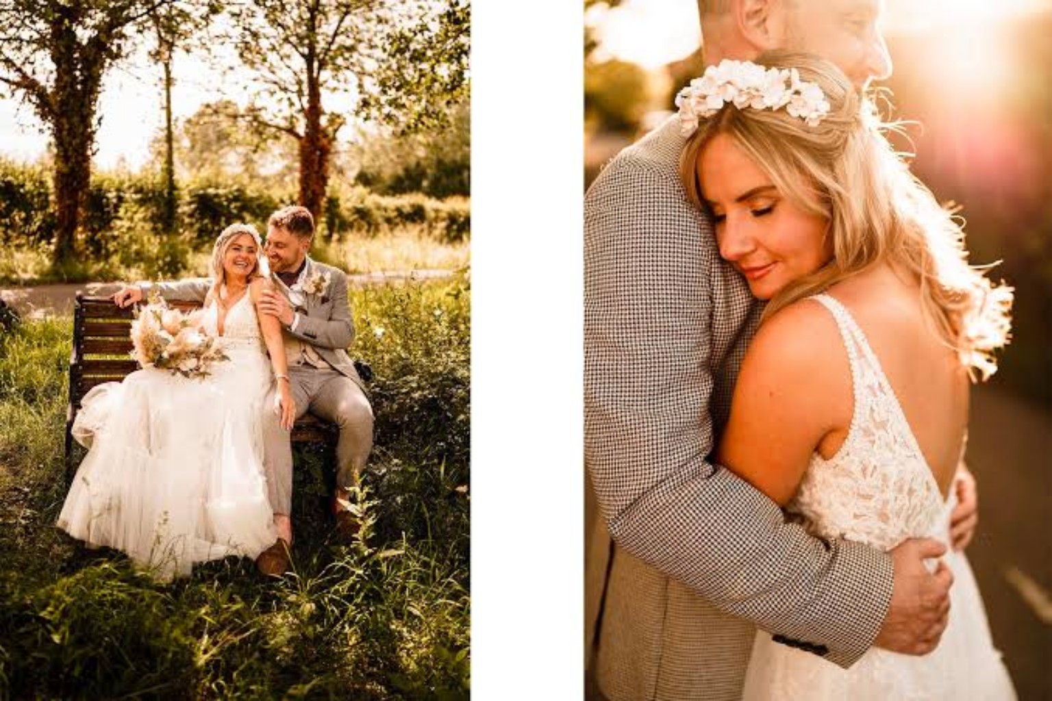 Wedding portrait at golden hour